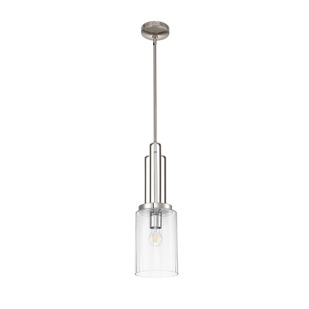 Kimrose 1 Light Mini Pendant Polished Nickel or Clear - QN-KIMROSE-MP-PN