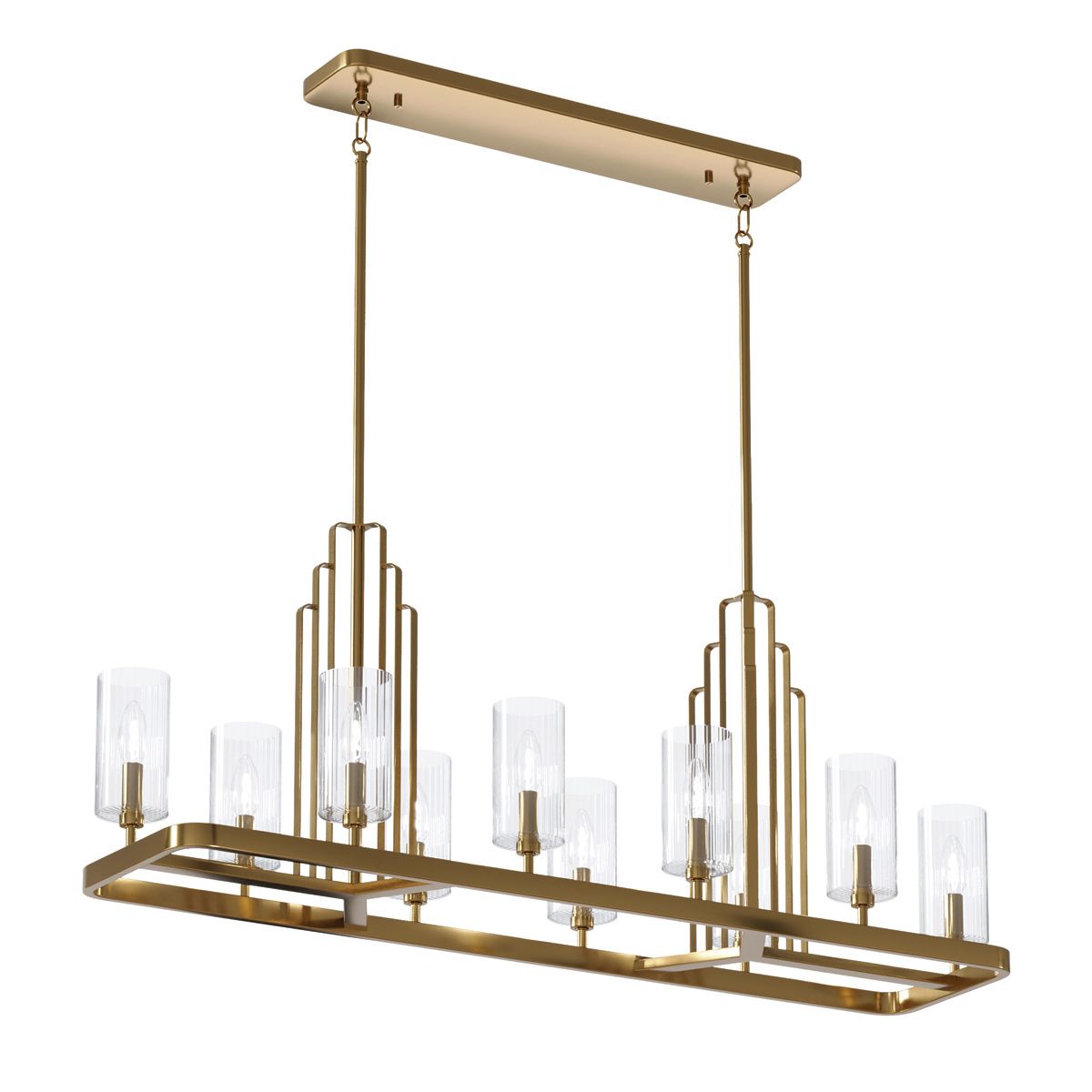 Kimrose 10 Light Pendant Brushed Natural Brass or Clear - QN-KIMROSE10-BNB