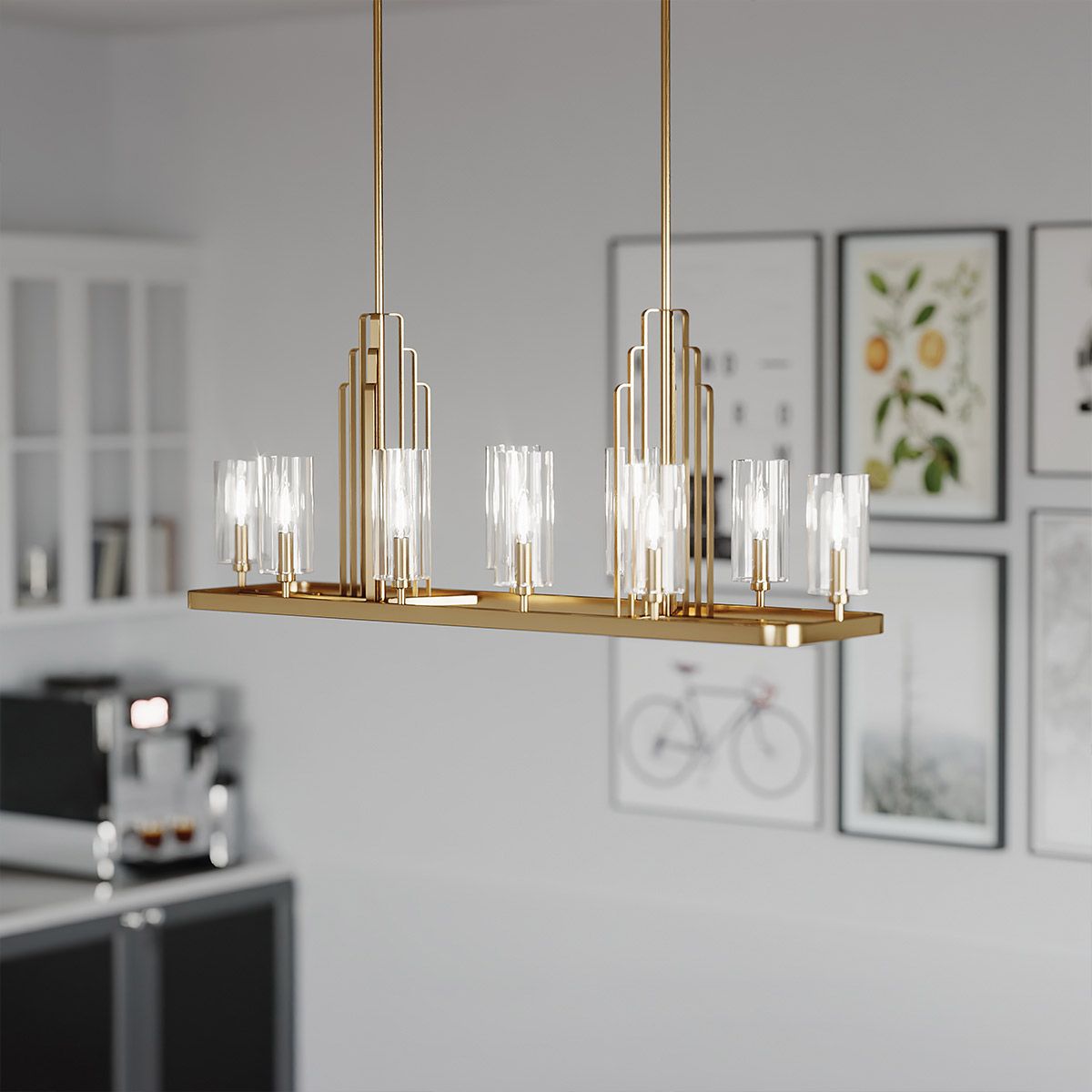 Kimrose 10 Light Pendant Brushed Natural Brass or Clear - QN-KIMROSE10-BNB