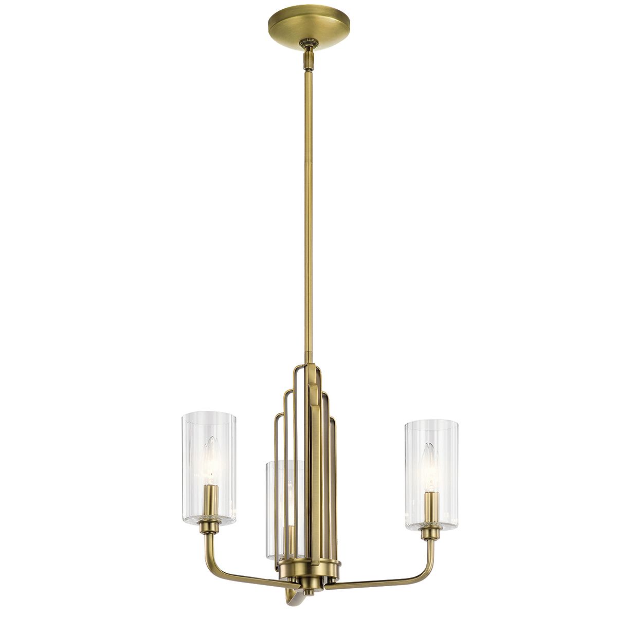 Kimrose 3 Light Pendant Brushed Natural Brass or Clear - QN-KIMROSE3-BNB