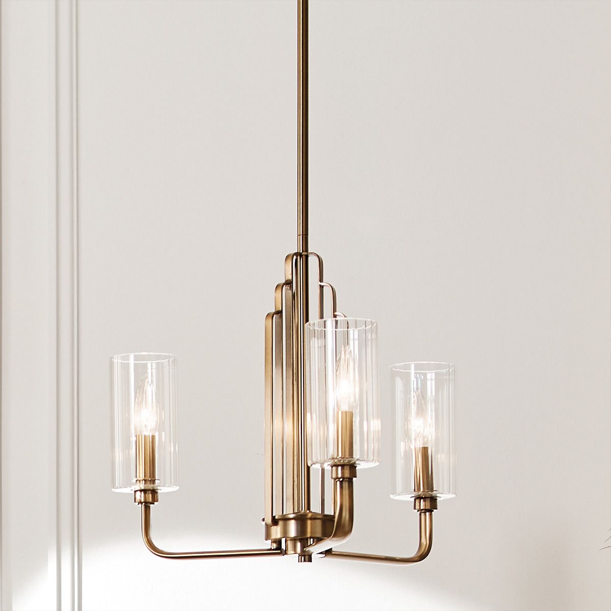 Kimrose 3 Light Pendant Brushed Natural Brass - QN-KIMROSE3-BNB