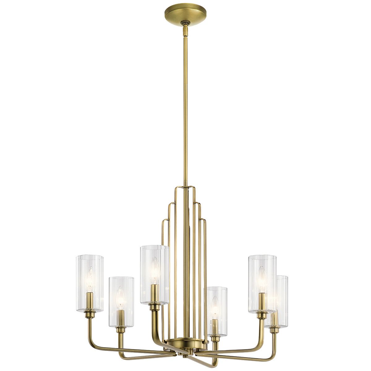 Kimrose 6 Light Pendant Brushed Natural Brass or Clear - QN-KIMROSE6-BNB