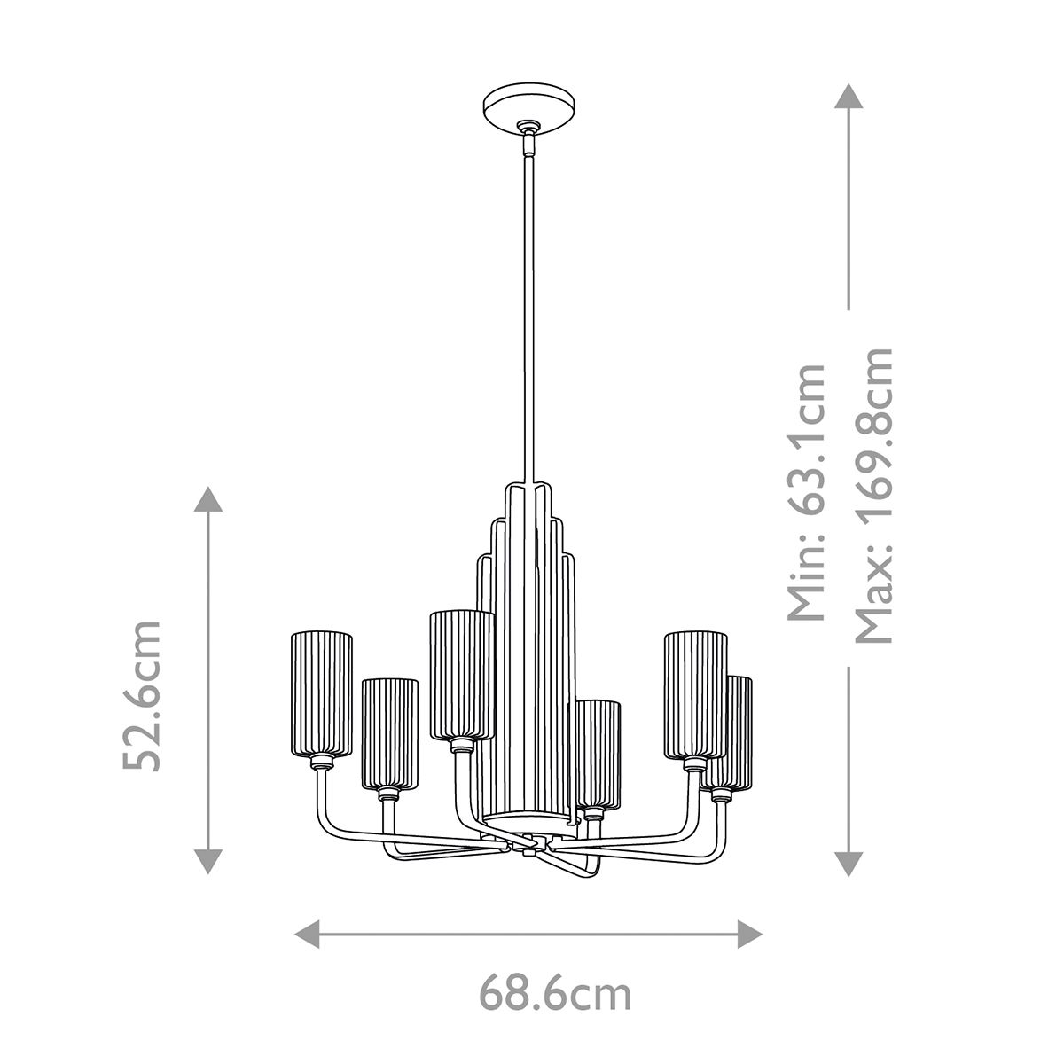 Kimrose 6 Light Pendant Polished Nickel - QN-KIMROSE6-PN