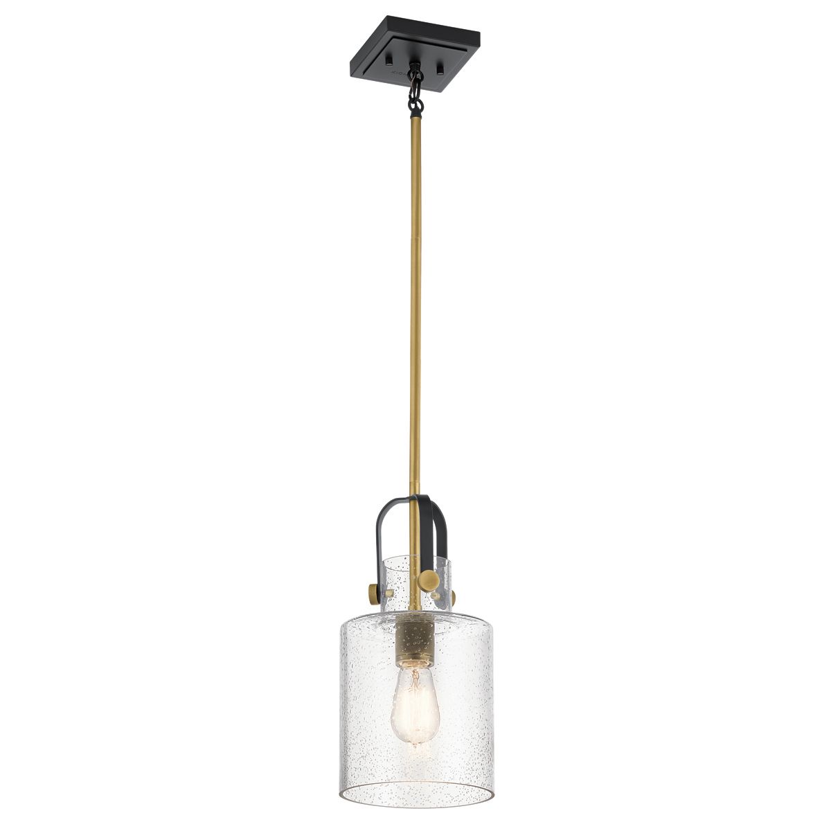 Kitner 1 Light Pendant Natural Brass or Clear - QN-KITNER-P-NBR