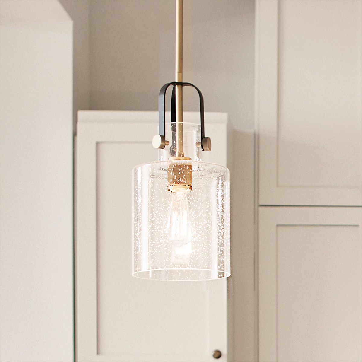 Kitner 1 Light Pendant Natural Brass or Clear - QN-KITNER-P-NBR