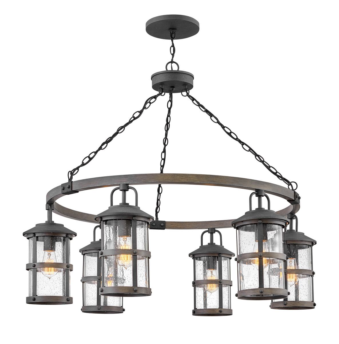 Lakehouse 6 Light Pendant Driftwood Grey & Clear - QN-LAKEHOUSE6-P-DZ