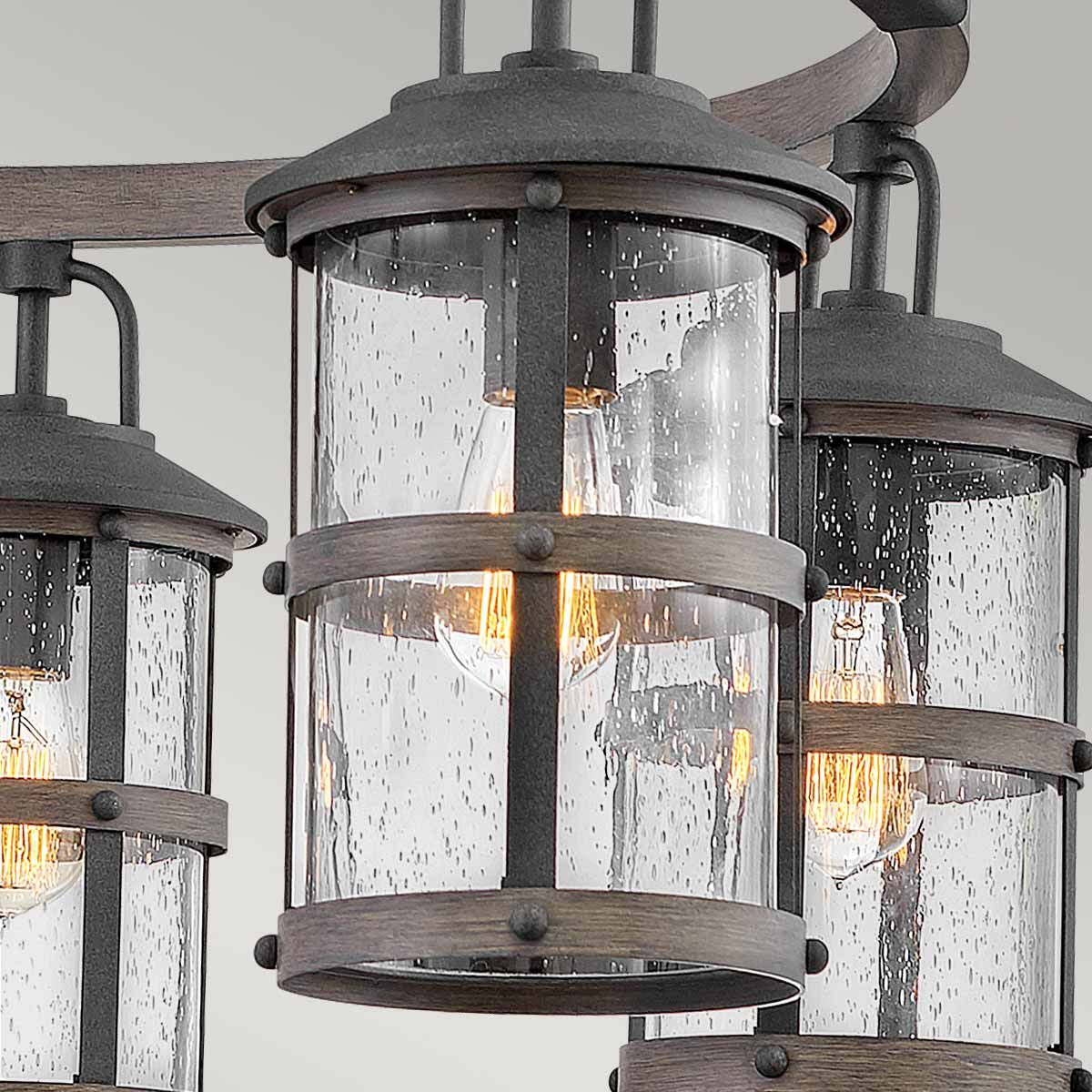 Lakehouse 6 Light Pendant Driftwood Grey & Clear - QN-LAKEHOUSE6-P-DZ