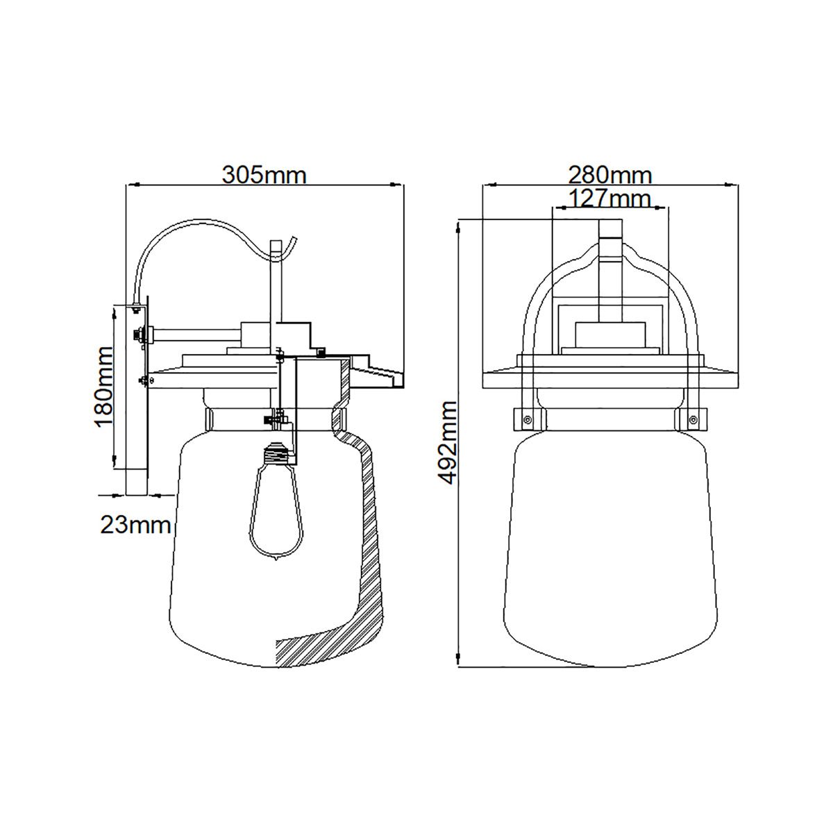 Lasalle Large 1 Light Wall Lantern Western Bronze & Clear - QN-LASALLE-L-WT