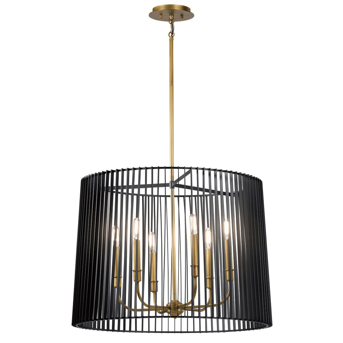 Linara 6 Light Pendant Black or Natural Brass - QN-LINARA-6P-BK