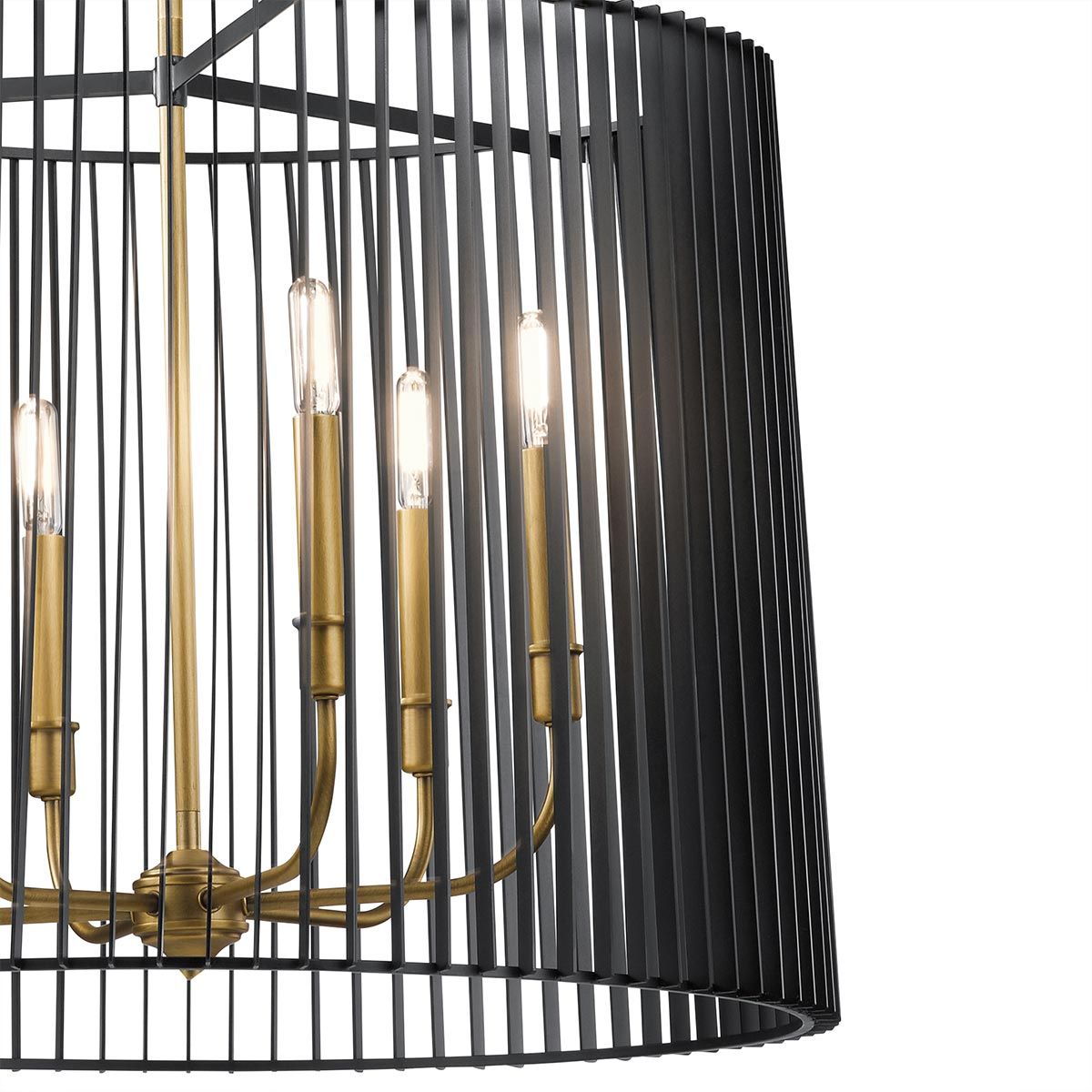 Linara 6 Light Pendant Black or Natural Brass - QN-LINARA-6P-BK