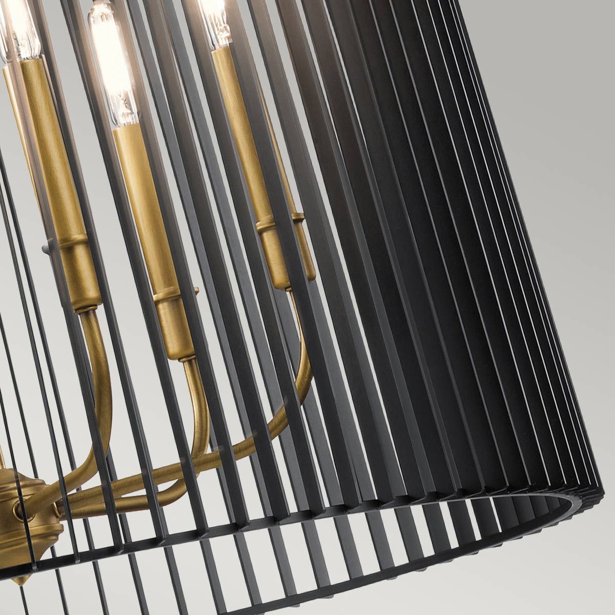 Linara 6 Light Pendant Black or Natural Brass - QN-LINARA-6P-BK