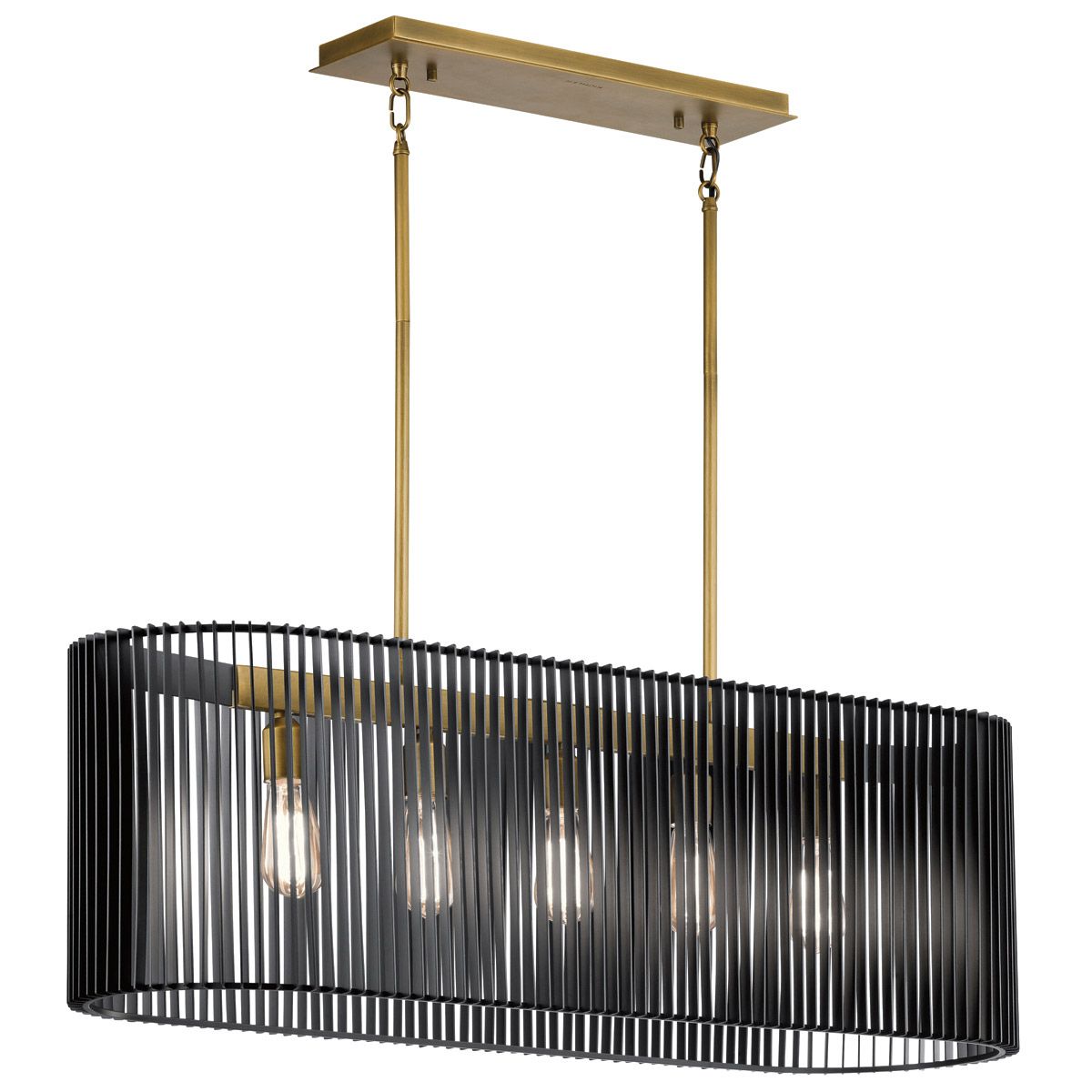 Linara 5 Light Pendant Black or Natural Brass - QN-LINARA-ISLE-BK