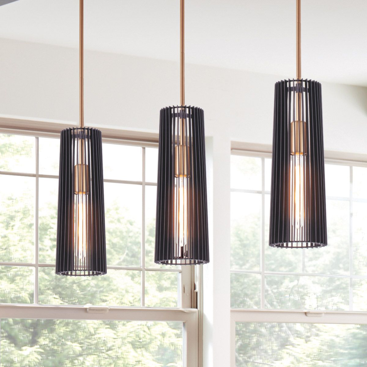 Linara Pendant Light Black or Natural Brass - QN-LINARA-P-BK