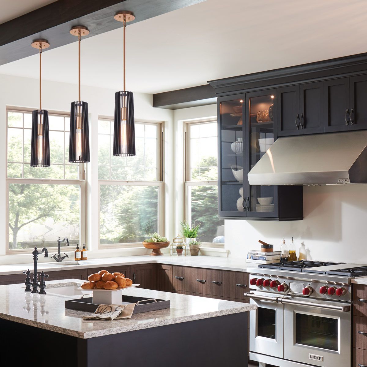 Linara Pendant Light Black or Natural Brass - QN-LINARA-P-BK