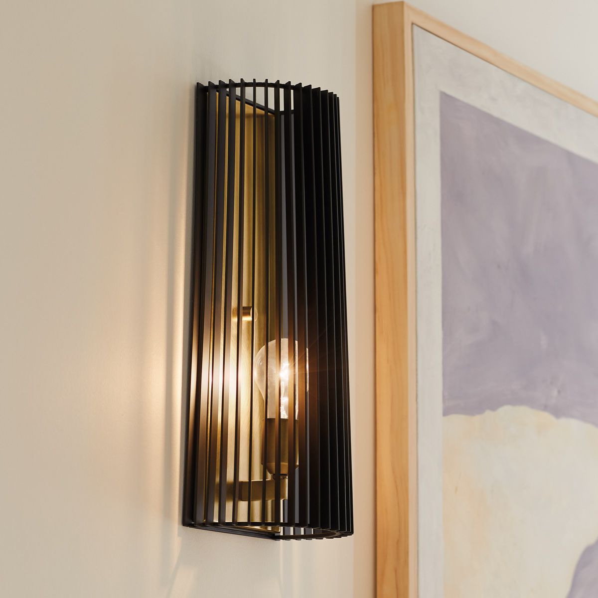 Linara Wall Light Black or Natural Brass - QN-LINARA1-BK