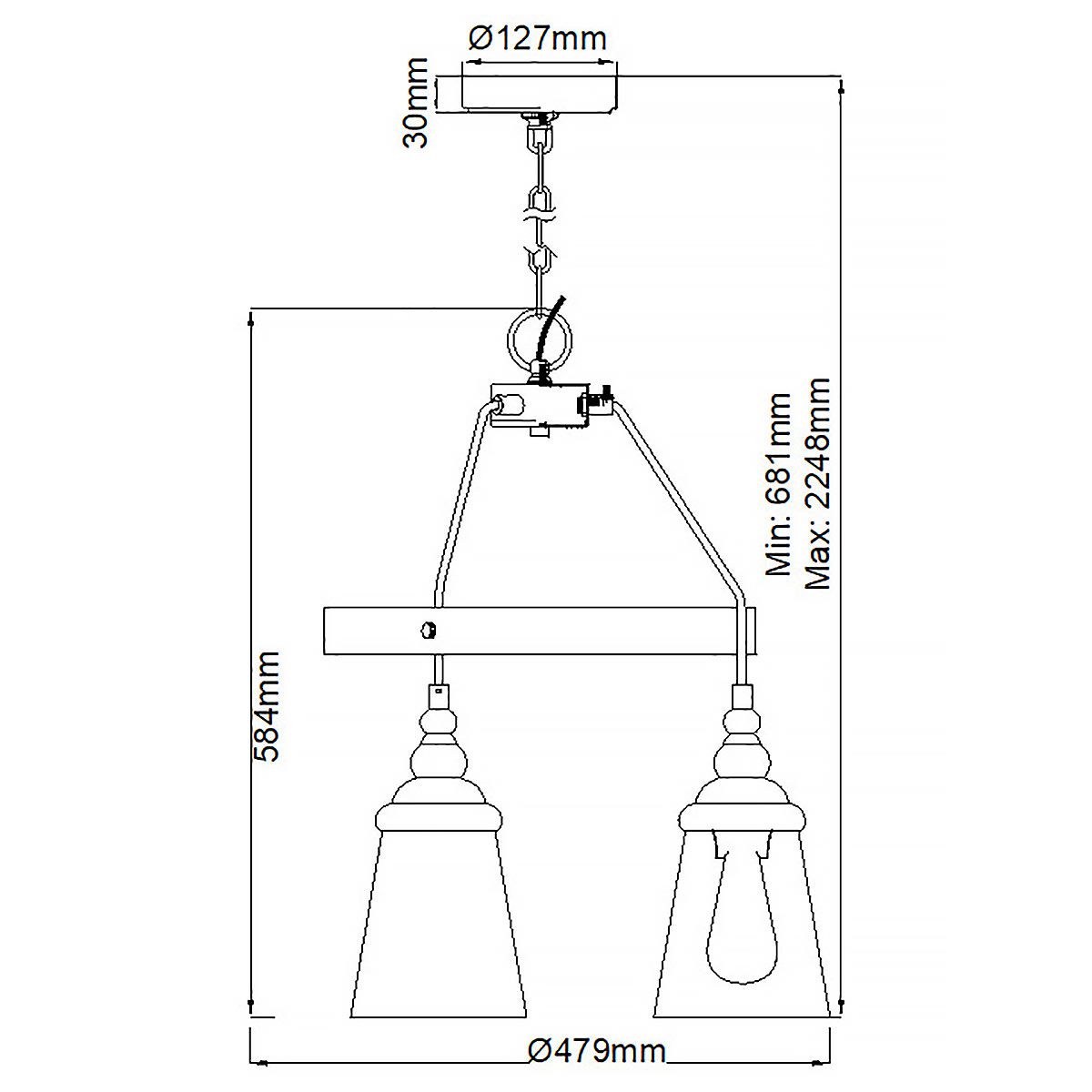 Loras 3 Light Pendant Chrome or Clear - QN-LORAS3