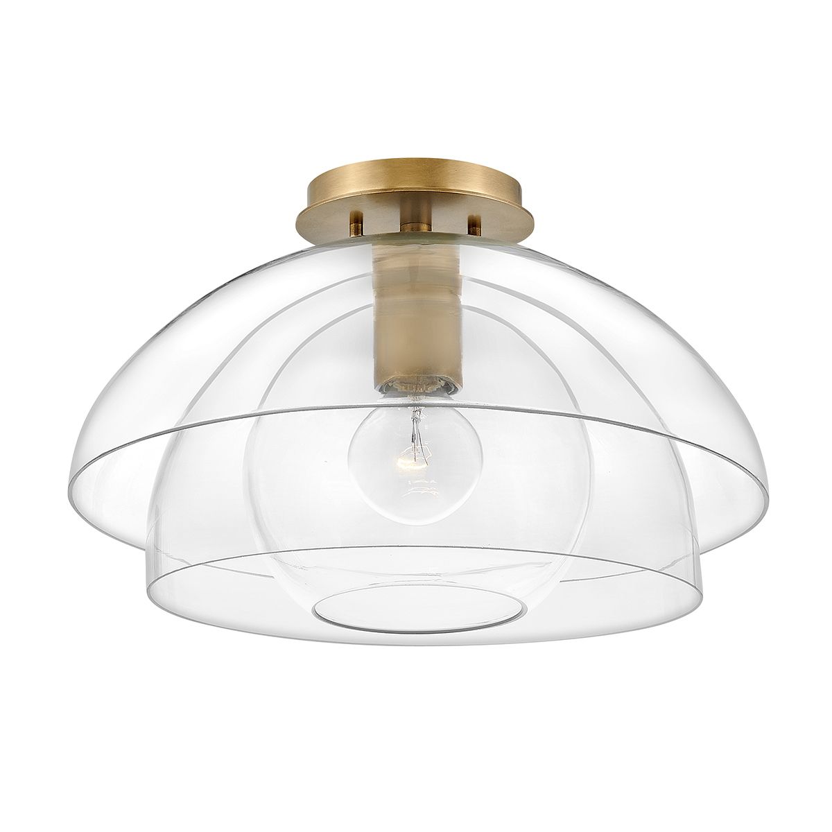 Lotus Semi-Flush Mount Light Heritage Brass or Clear - QN-LOTUS-P-HBR