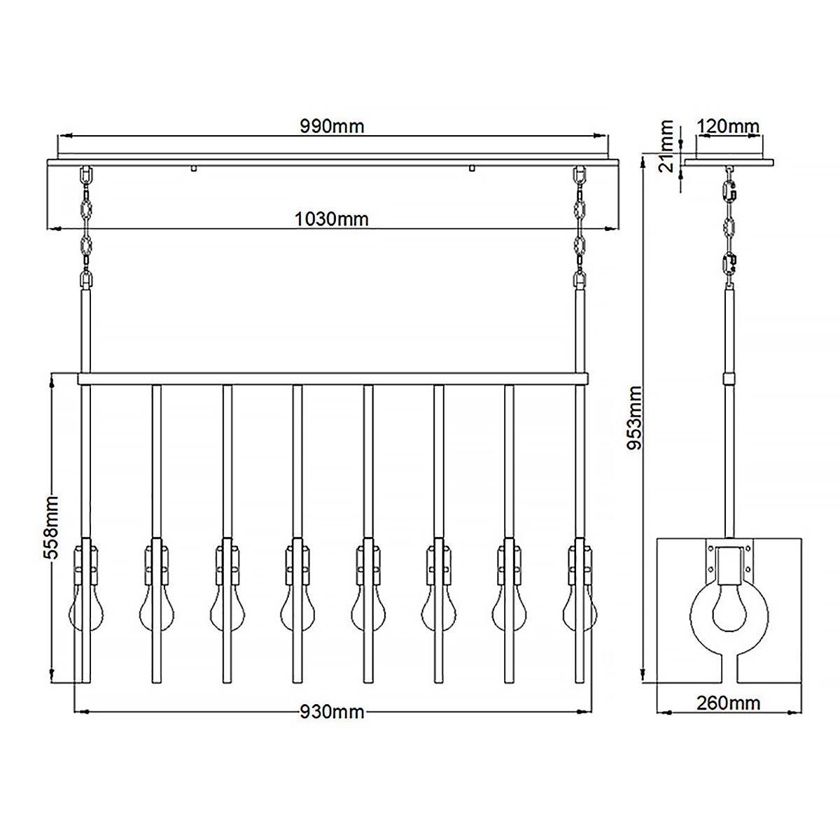 Ludlow 8 Light Pendant Polished Nickel - QN-LUDLOW8-PN