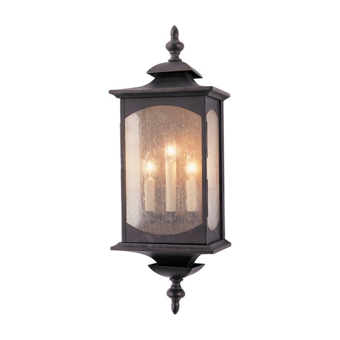 Market Square 3 Light Wall Lantern Oil Rubbed Bronze & Clear - QN-MARKET-SQUARE-L