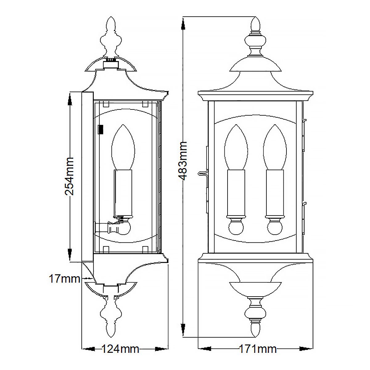 Market Square 2 Light Wall Lantern Oil Rubbed Bronze & Clear - QN-MARKET-SQUARE-M