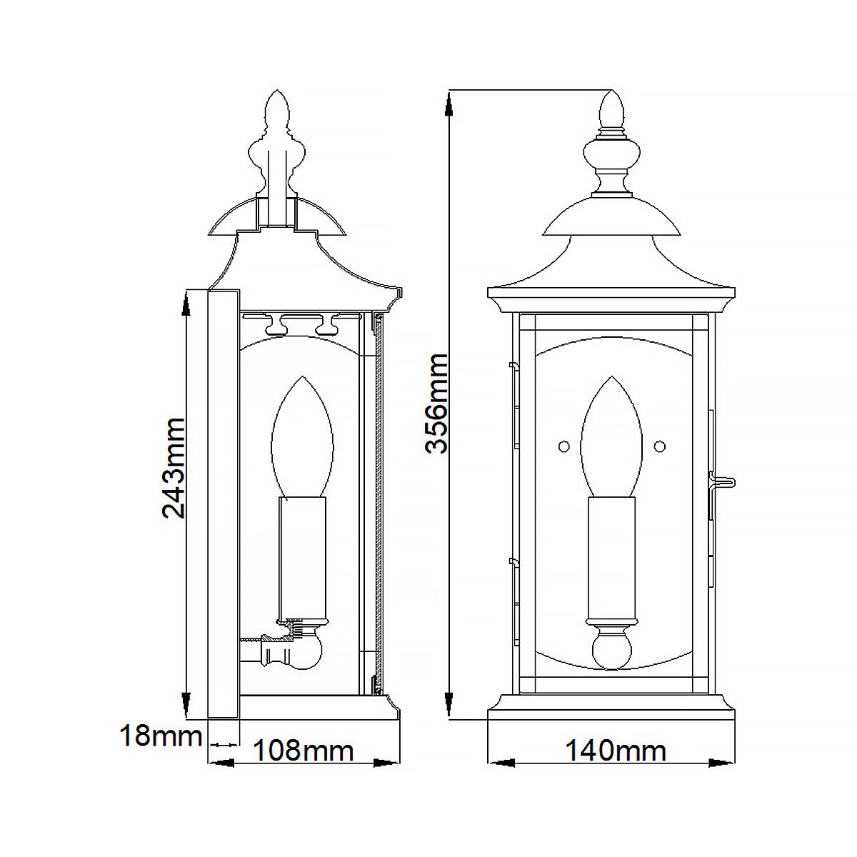 Market Square 1 Light Wall Lantern Oil Rubbed Bronze & Clear - QN-MARKET-SQUARE-S