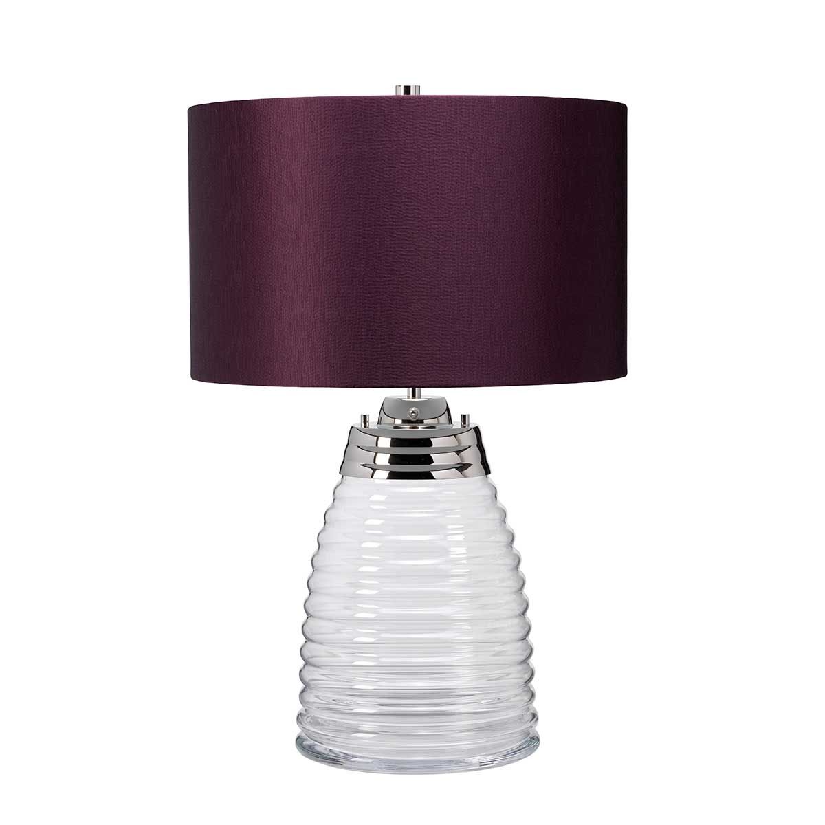 Milne Table Lamp Polished Nickel & Aubergine - QN-MILNE-TL-AUB