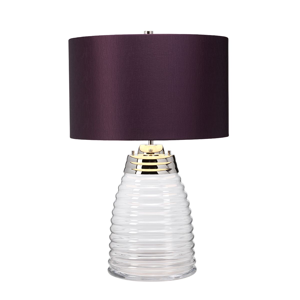 Milne Table Lamp Polished Nickel & Aubergine - QN-MILNE-TL-AUB