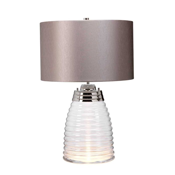 Milne Table Lamp Polished Nickel & Grey - QN-MILNE-TL-GREY