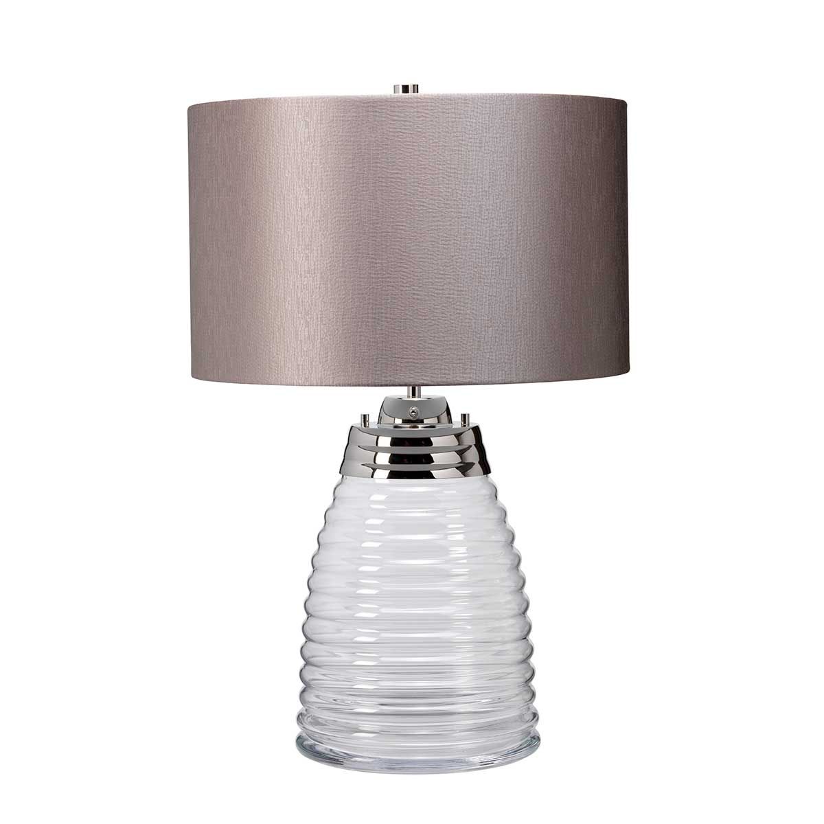 Milne Table Lamp Polished Nickel & Grey - QN-MILNE-TL-GREY