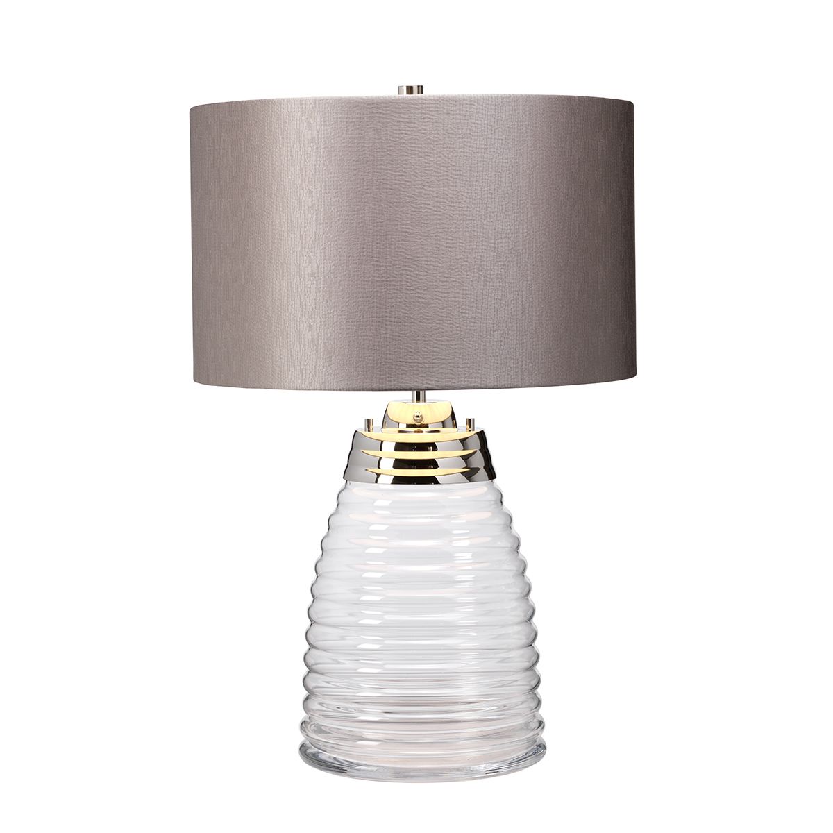 Milne Table Lamp Polished Nickel & Grey - QN-MILNE-TL-GREY