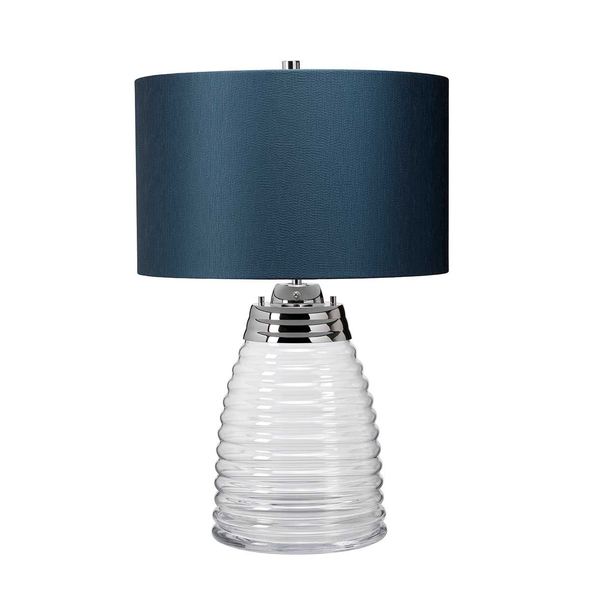 Milne Table Lamp Polished Nickel & Teal - QN-MILNE-TL-TEAL