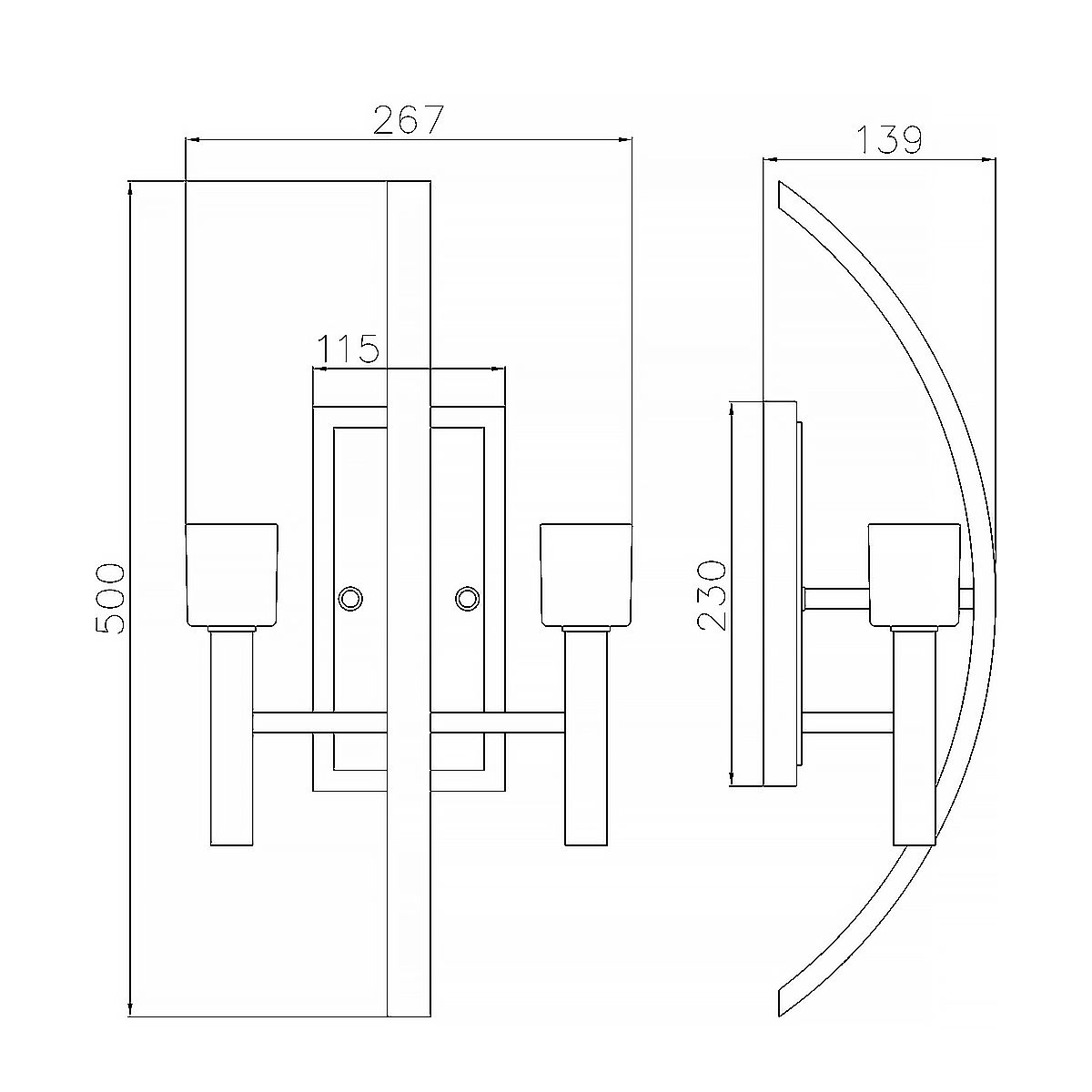 Mondo 2 Light Wall Light Polished Chrome - QN-MONDO2