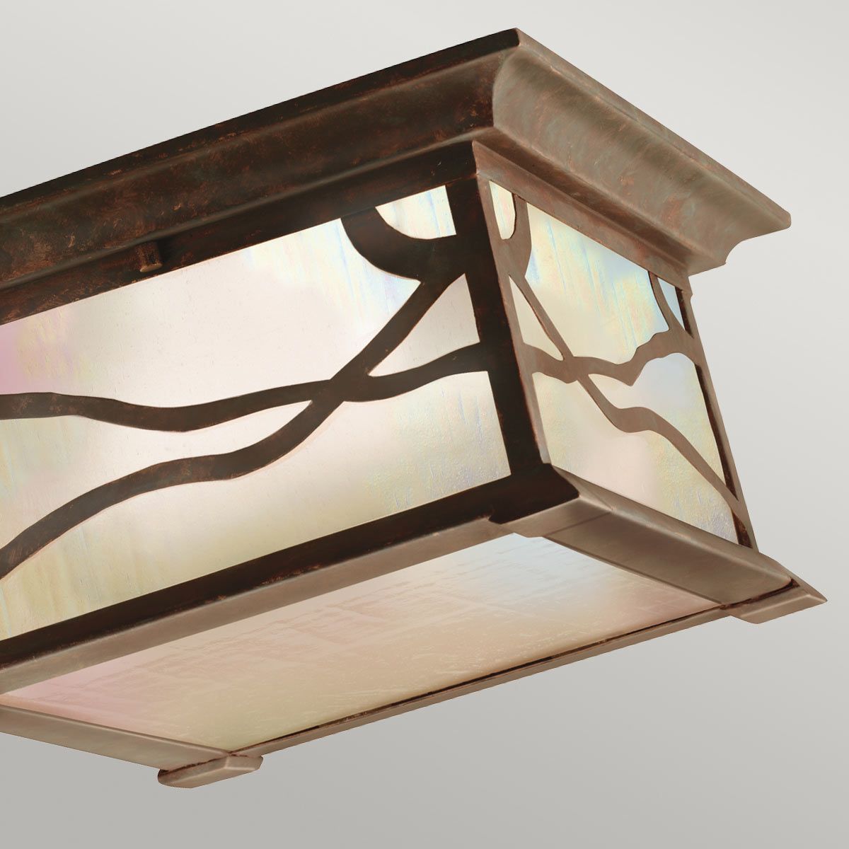 Morris Semi Flush Mount Light Distressed Copper & Clear - QN-MORRIS-F