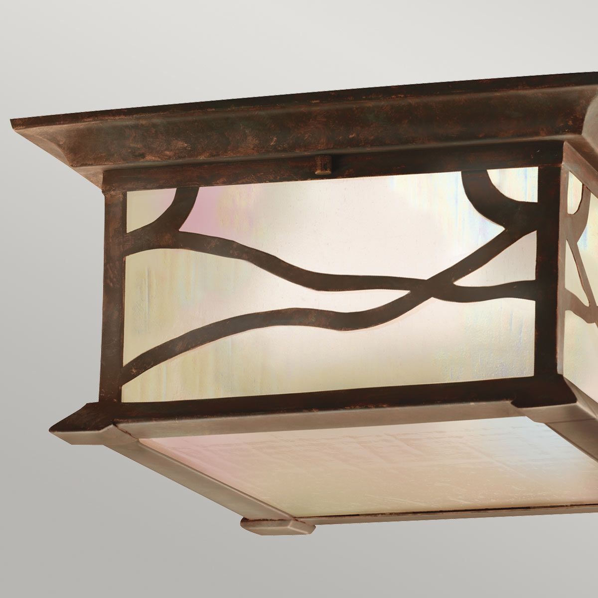 Morris Semi Flush Mount Light Distressed Copper & Clear - QN-MORRIS-F