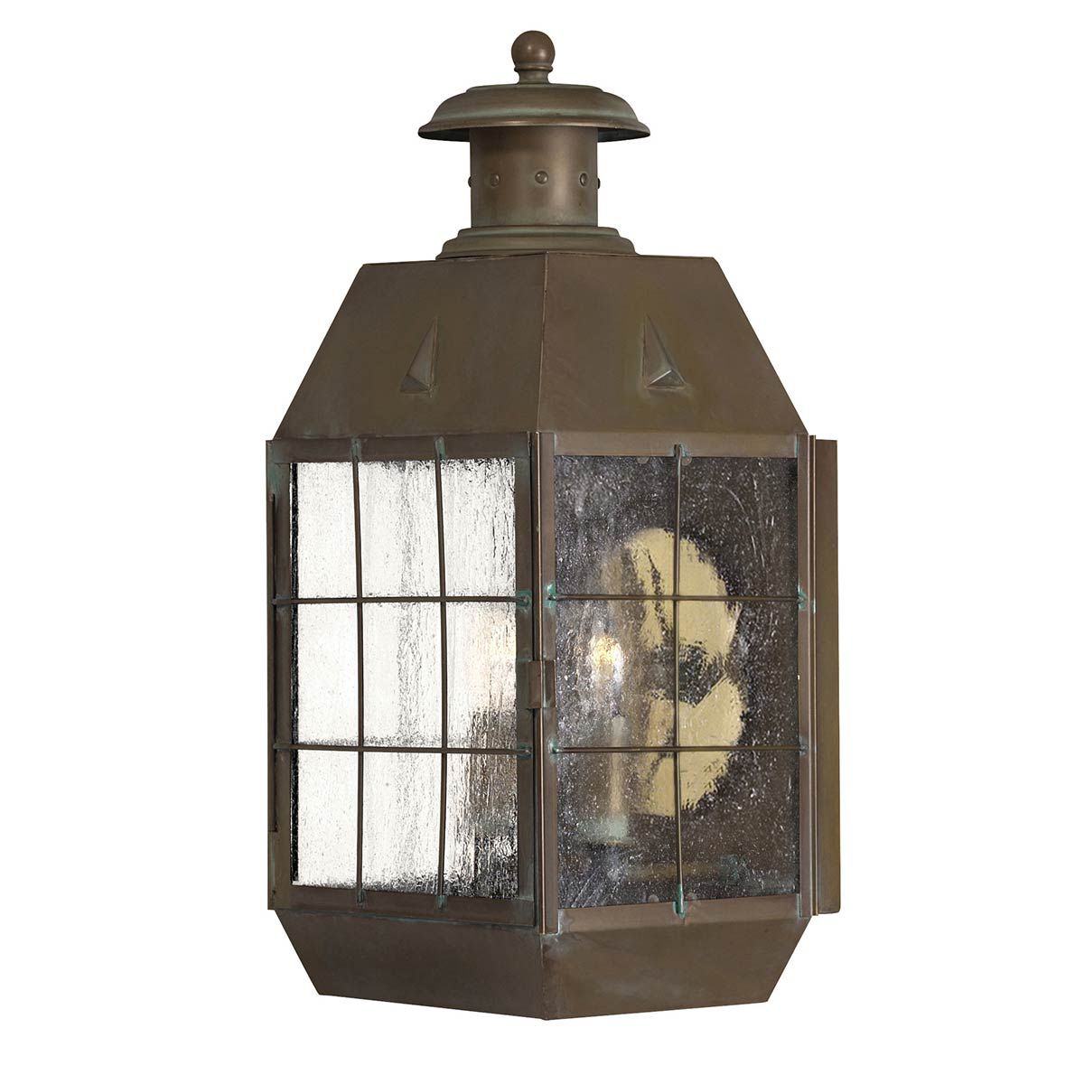 Nantucket Large 2 Light Wall Lantern Aged Brass & Clear - QN-NANTUCKET-L-AS