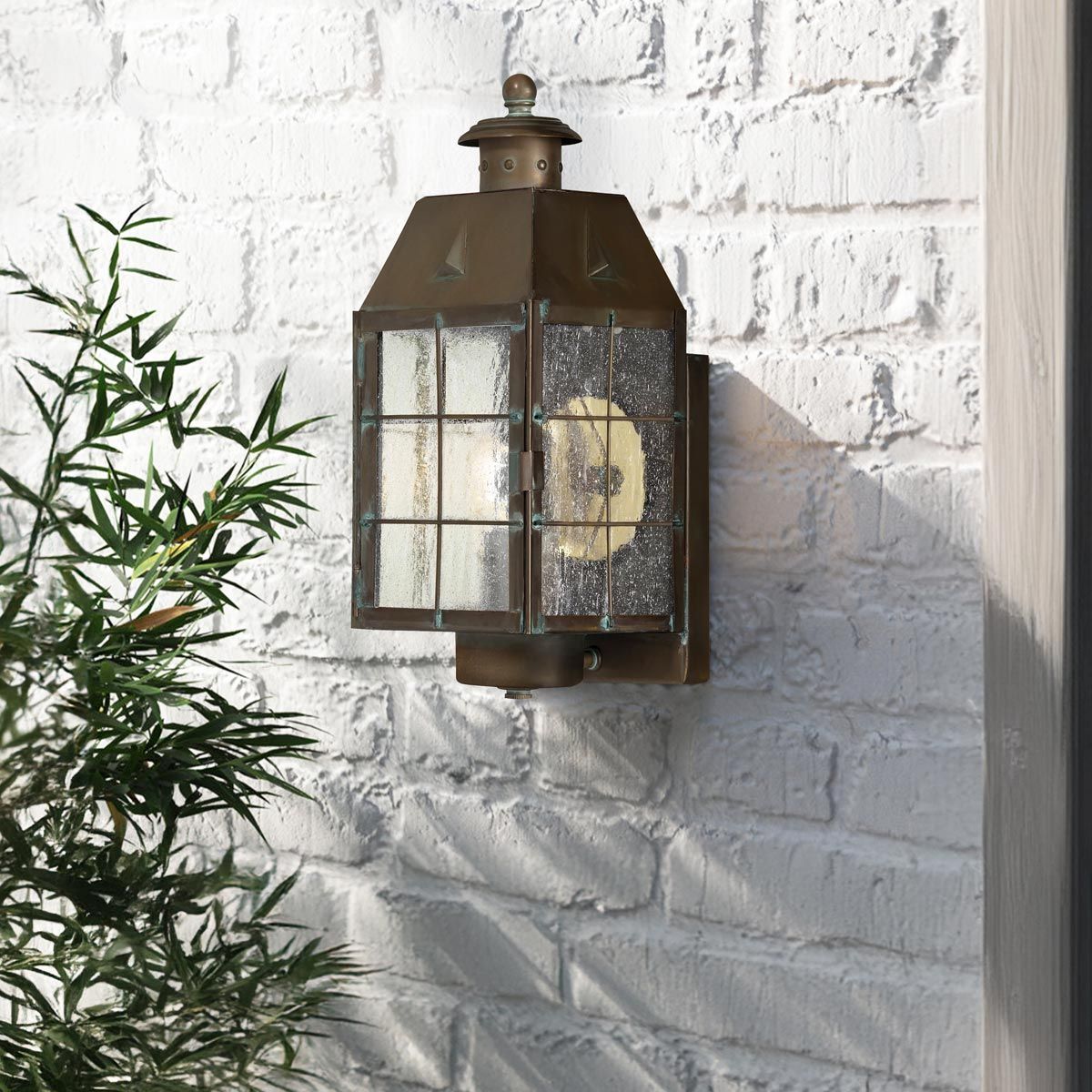 Nantucket Medium 1 Light Wall Lantern Aged Brass & Clear - QN-NANTUCKET-M-AS