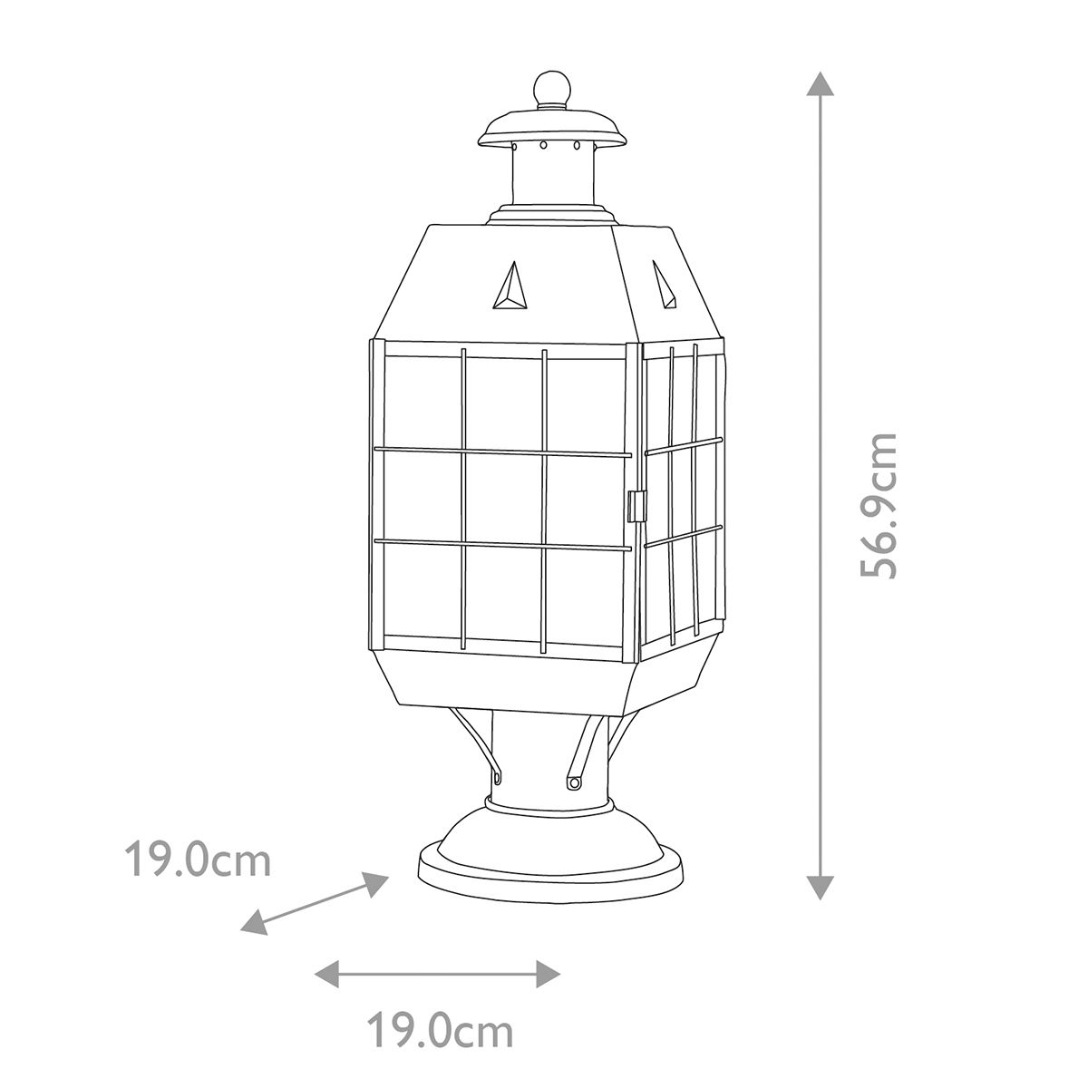 Nantucket Large 3 Pedestal Light Aged Brass & Clear - QN-NANTUCKET3-L-AS