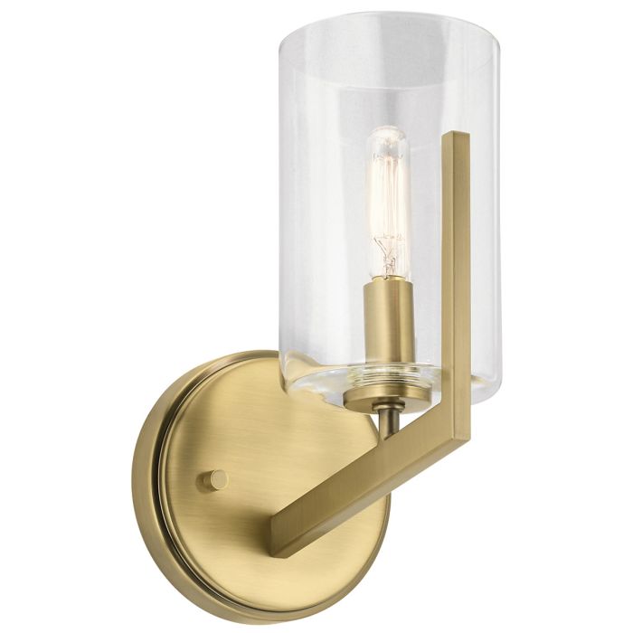 Nye Wall Light Brushed Natural Brass & Clear - QN-NYE1-BNB