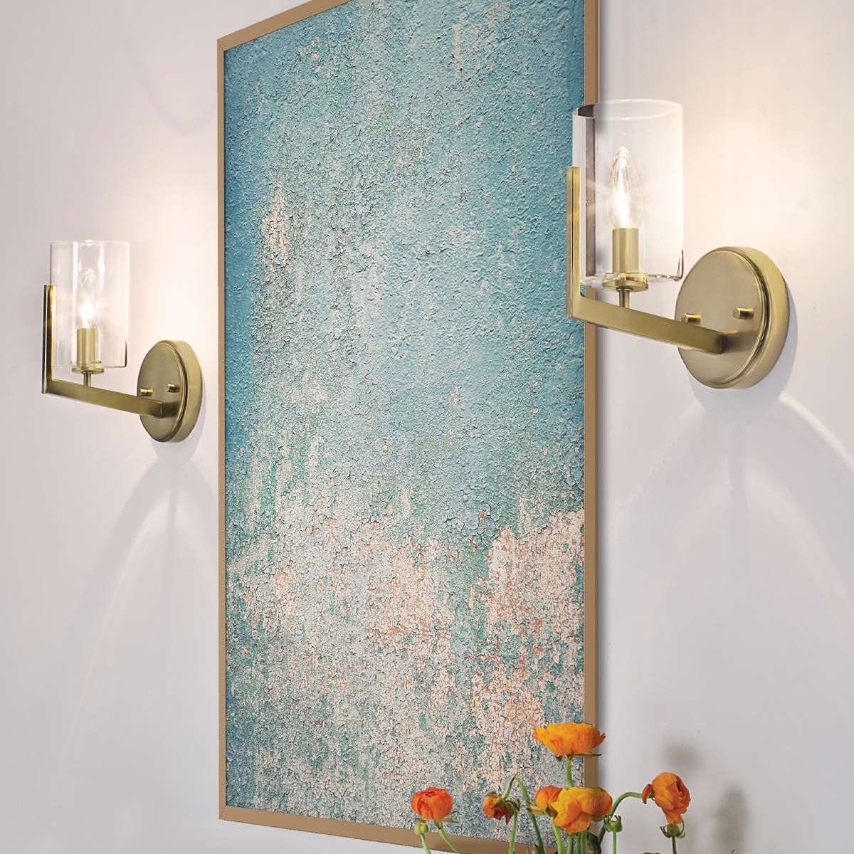 Nye Wall Light Brushed Natural Brass & Clear - QN-NYE1-BNB