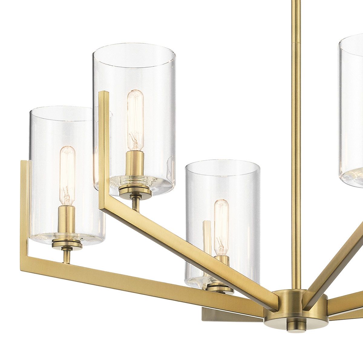 Nye 6 Light Chandelier Brushed Natural Brass & Clear - QN-NYE6-BNB