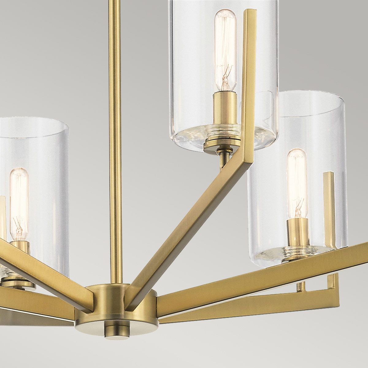 Nye 6 Light Chandelier Brushed Natural Brass & Clear - QN-NYE6-BNB