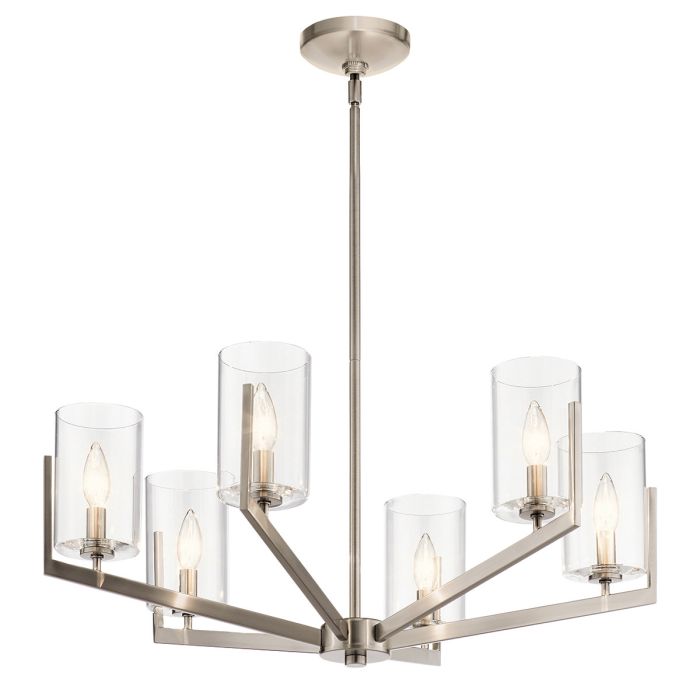 Nye 6 Light Chandelier Classic Pewter & Clear - QN-NYE6-CLP