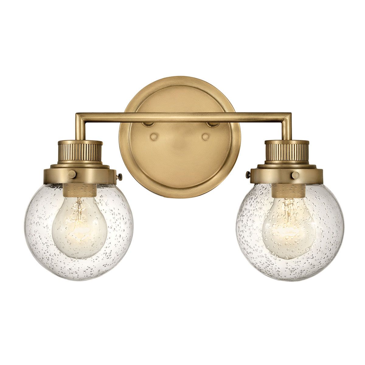 Poppy Vanity 2 Light Heritage Brass - QN-POPPY2-HB-BATH