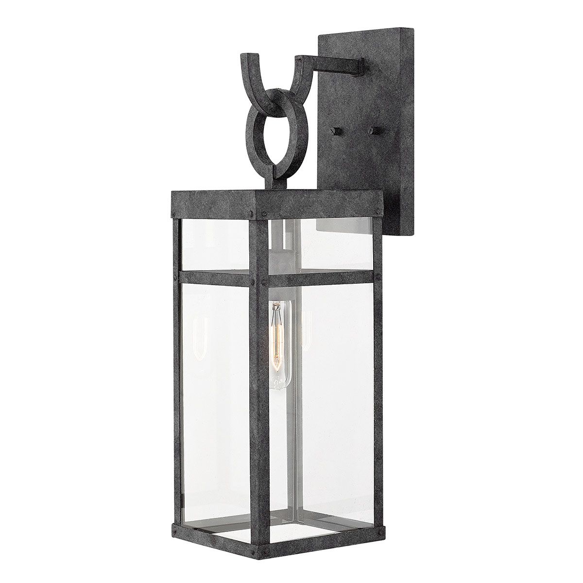 Porter Large Wall Lantern Light Aged Zinc & Clear - QN-PORTER-L-DZ