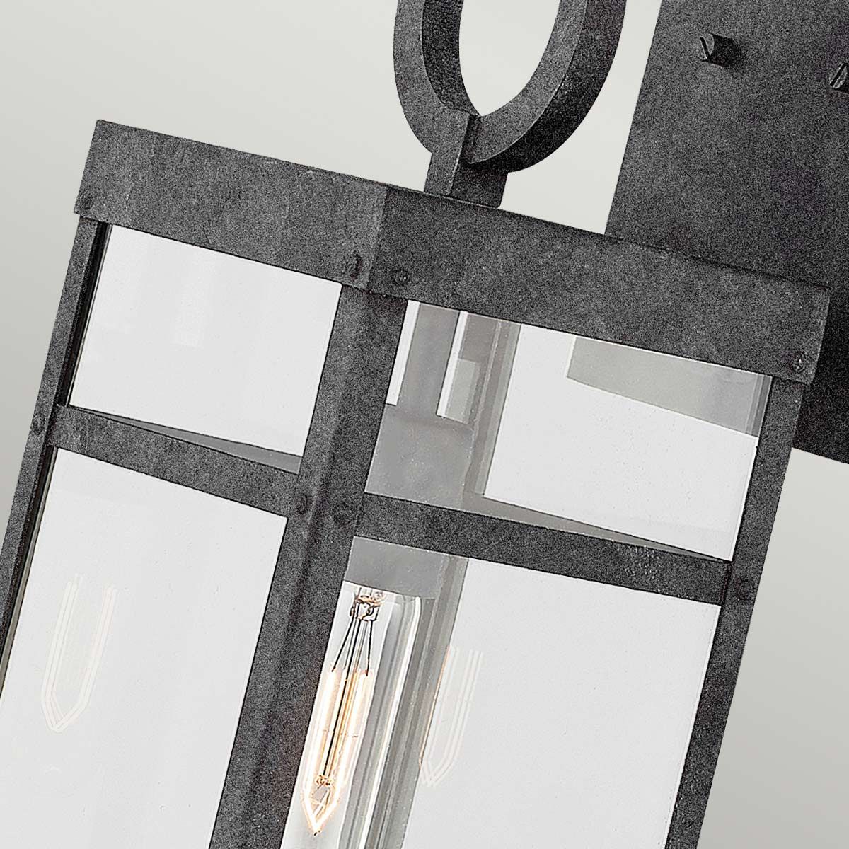 Porter Large Wall Lantern Light Aged Zinc & Clear - QN-PORTER-L-DZ