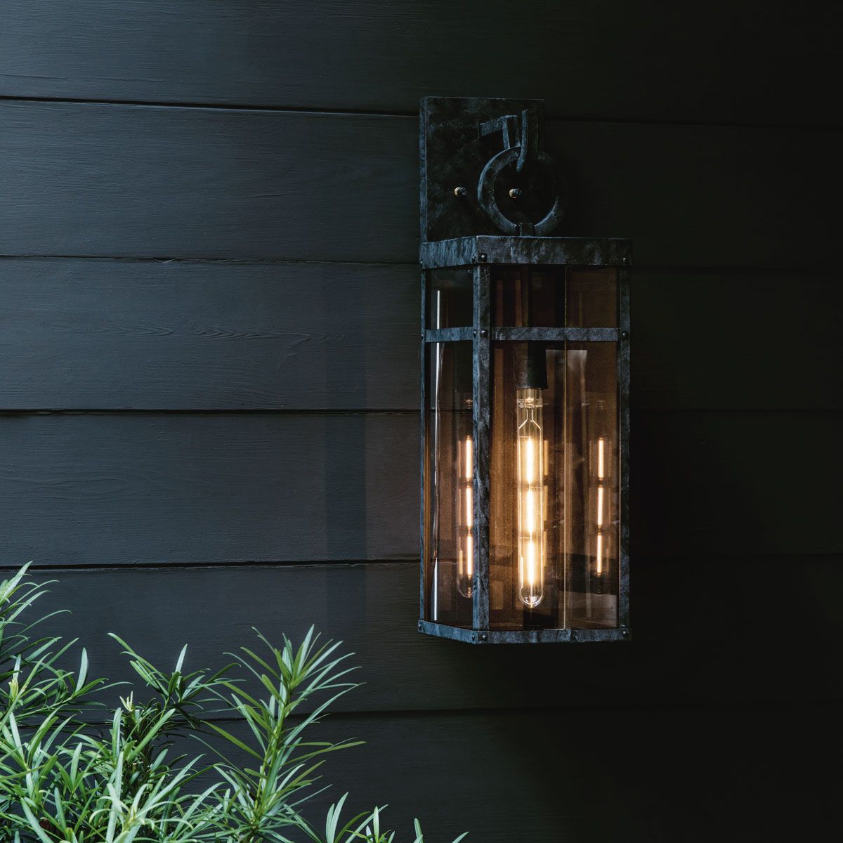 Porter Large Wall Lantern Light Aged Zinc & Clear - QN-PORTER-L-DZ