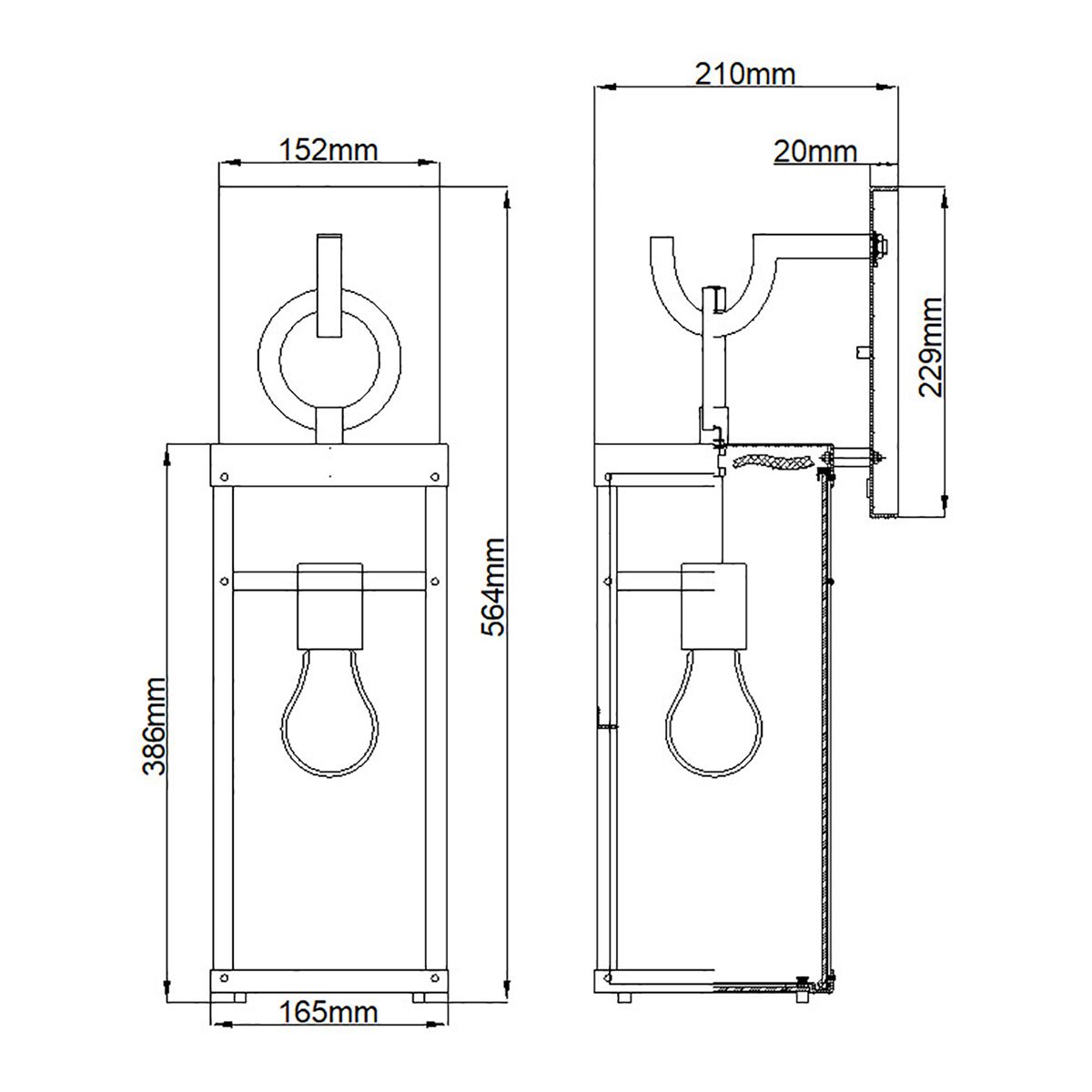 Porter Large Wall Lantern Light Aged Zinc & Clear - QN-PORTER-L-DZ