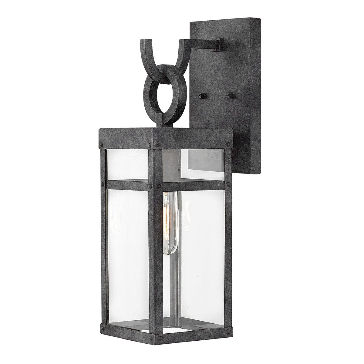 Porter Medium Wall Lantern Light Aged Zinc & Clear - QN-PORTER-M-DZ