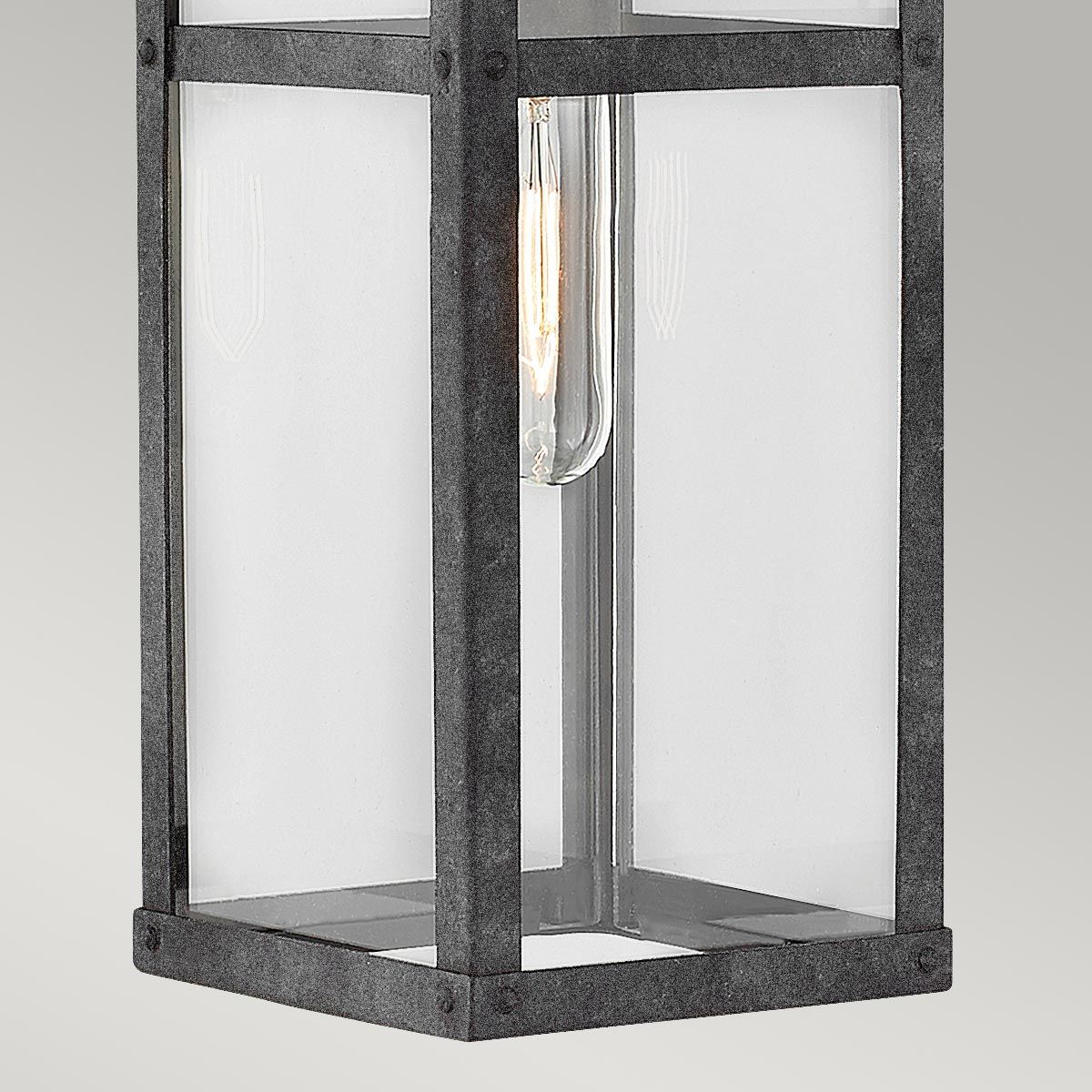 Porter Medium Wall Lantern Light Aged Zinc & Clear - QN-PORTER-M-DZ