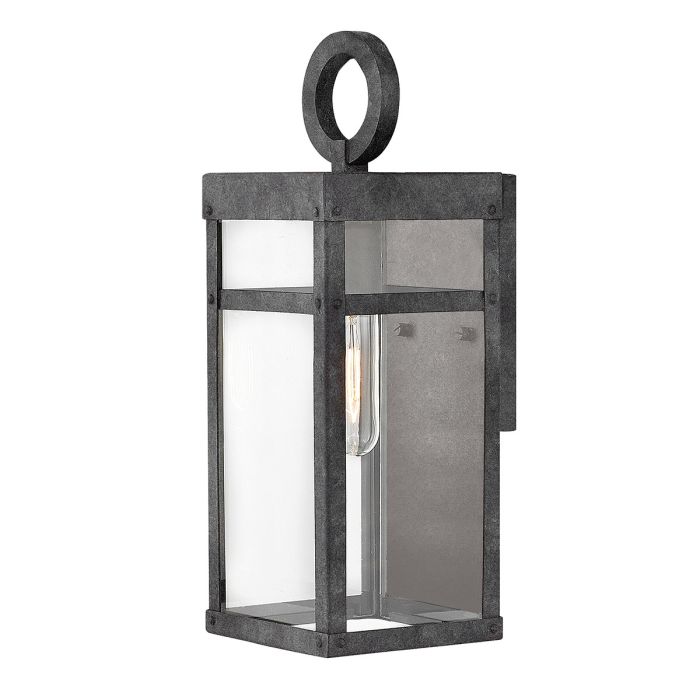 Porter Small Wall Lantern Light Aged Zinc & Clear - QN-PORTER-S-DZ